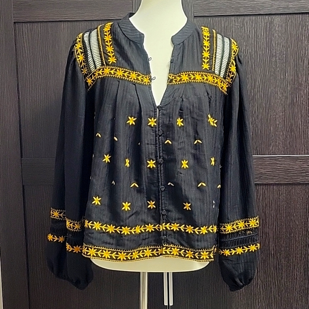 Embroidered Black Blouse
